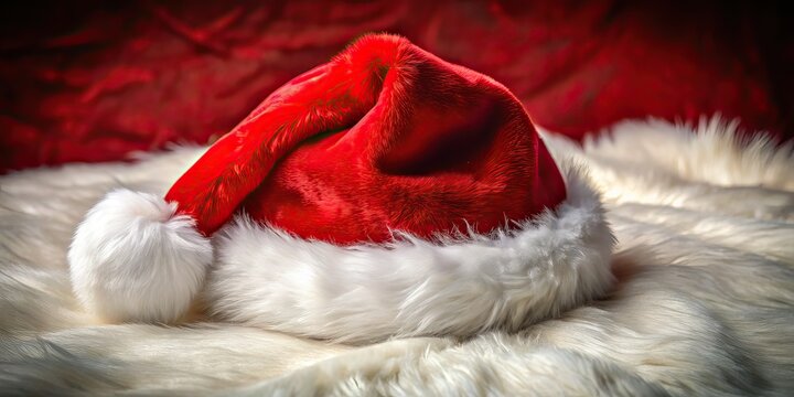 Vintage Santa Hat on Red Velvet & White Fur