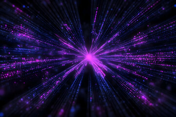 Naklejka premium Abstract Background with Purple and Blue Light Rays Radiating from Central Point
