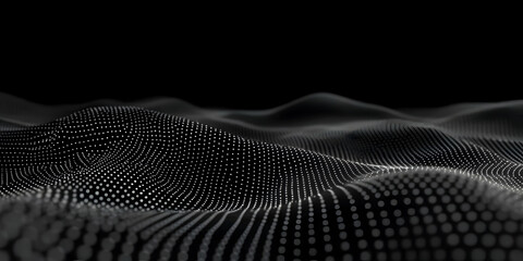 Abstract 3D Particle Wave Animation Flows Smoothly on a Dark Background