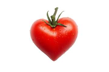 Single fresh tomato in heart shape isolated on png transparent background, generate ai 