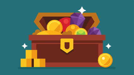 Treasure Chest A treasure chest overflowing with various digital coins with sparkles around it and a user standing beside it with a surprised expression indicating the joy of