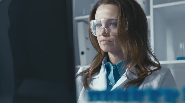 A dedicated and focused scientist is meticulously analyzing complex data within a specialized laboratory environment, conducting experiments to drive innovation and advancements in various fields