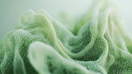 Abstract green flowing mesh with small dots.