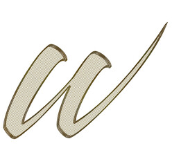 gold, small 3D letter with metal mesh inside