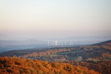 Wind farm, Rhoen Turingia, Germany, Europe