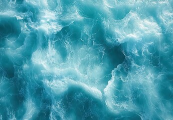 Obraz premium Majestic Turquoise Ocean Waves with Dynamic Patterns and Textures, Capturing the Beauty of Nature in Fluid Movement and Light Reflection