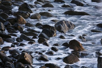 Pebble stones at coast, La Gomera, Canary Islands, Spain, Europe