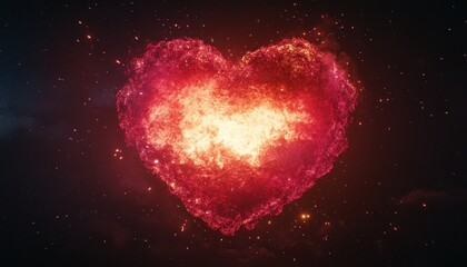 Fiery Heart in the Cosmos: A Romantic Space Scene