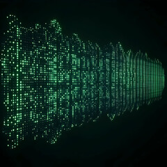 Obraz premium Glowing Green Binary Code Stream Flows Dynamically in Abstract Digital Space
