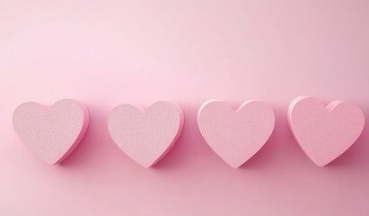Four Pink Hearts on a Pink Background