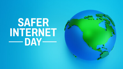 Safer Internet Day 3D Illustration, Digital World Security, Cyber Awareness, Global Online Safety, Internet Protection, Responsible Usage, and Cyber Threat Prevention