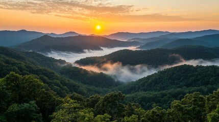 Obraz premium Awe-Inspiring Sunrise Over Majestic Mountains: Nature's Morning Symphony