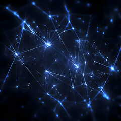Fototapeta premium Abstract Background with Interconnected Glowing Blue Lines and Nodes on Dark Background