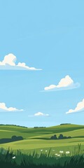 Fototapeta premium Serene Summer Landscape with Rolling Hills