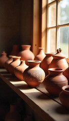 Fototapeta premium Traditional African pottery with intricate tribal patterns
