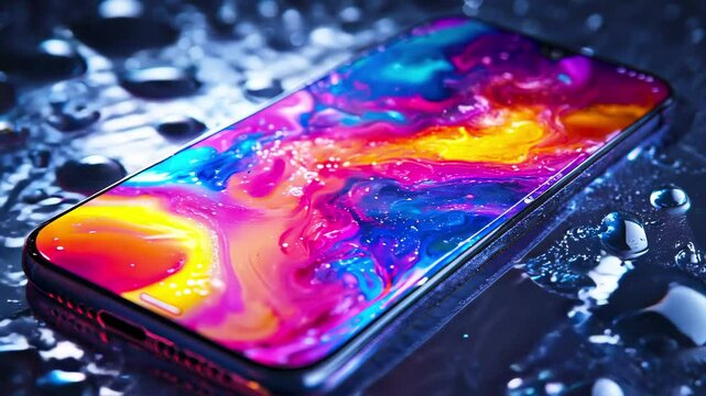 Surreal Smartphone with Psychedelic Liquid Display - made with Generative AI
