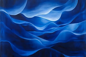 Obraz premium Abstract Blue Waves Canvas Art, Interior Design, Wall Decor