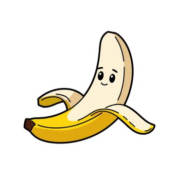 recommend clip art: a cute cartoon banana with a happy expression and a peeled peel. The banana has a bright yellow color and a friendly smile.