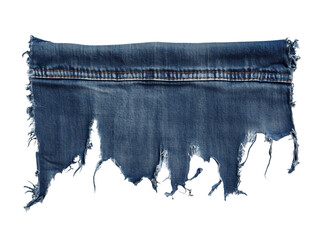 Isolated Torn Denim Fabric Strip