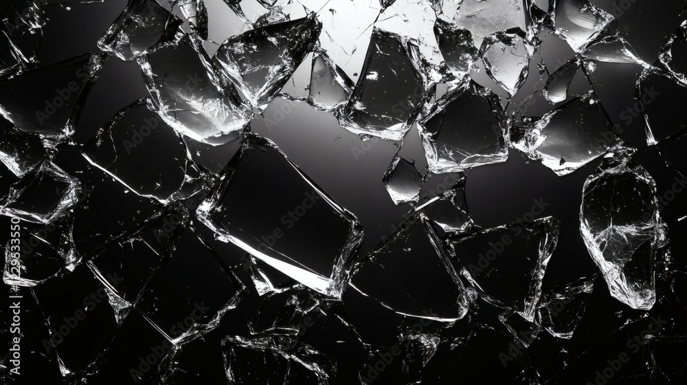 Fototapete monochrome background with a chaotic arrangement of broken glasslike shards scattered across the fra