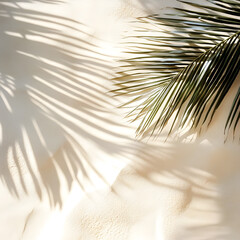 Obraz premium Palm branch over sand with shadows 
