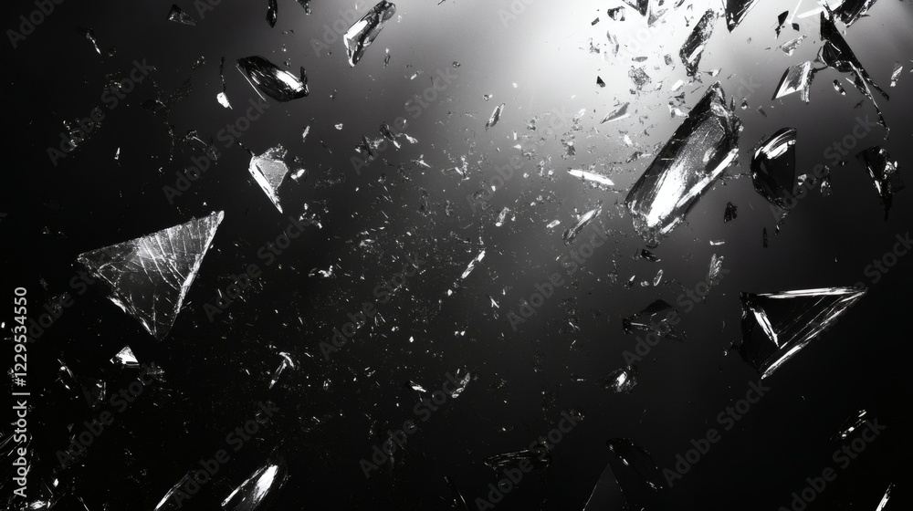 Fototapete monochrome background with a chaotic arrangement of broken glasslike shards scattered across the fra