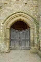 Entrance door of Battle Abbey is in the town of Battle near Hastings 1066 East Sussex England