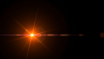 The composition features a lens flare and light overlay set against a black background, characterized by an orange hue. This includes both lens flare and sun flare effects, presented on a dark backdro