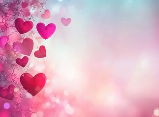 Romantic Pink and Red Hearts Background for Valentines Day