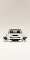 A sleek, futuristic car showcasing minimalist design and modern aesthetics, set against a neutral background.