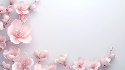 Obraz premium Minimalist Cherry Blossom Branch with Soft Pink Flowers