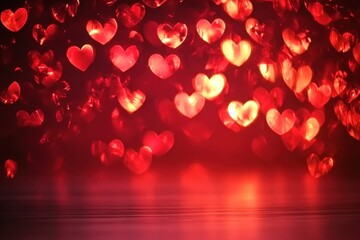 Obraz premium Romantic Red Heart Lights Valentine's Day Background