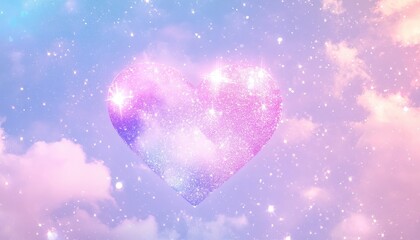 Obraz premium Sparkling Glitter Heart in a Pastel Galaxy Dreamscape