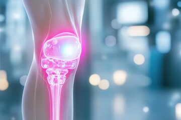 Innovative holographic knee joint technology in a futuristic healthcare environment