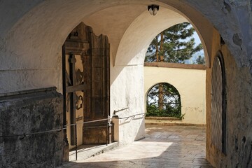 Cross at church in St. Wolfgang, Salzkammergut, Upper Austria