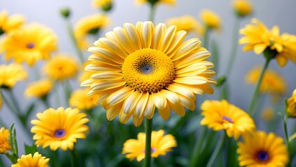 Obraz premium Vibrant yellow daisy closeup against soft background