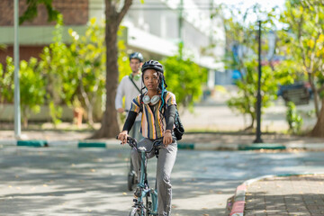 Young Commuters with Eco-Friendly Transportation
