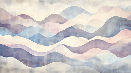 Obraz premium Soft Pastel Waves Evoke Serene Landscapes and Tranquil Skies in a Dreamy Atmosphere. Generative AI