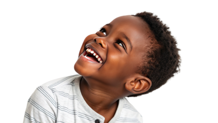 Joyful child with a bright smile and cheerful expression, radiating happiness and positivity, perfect for family, childhood, and emotional well-being visuals on transparent background PNG.