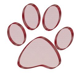 dog paw print with metal mesh