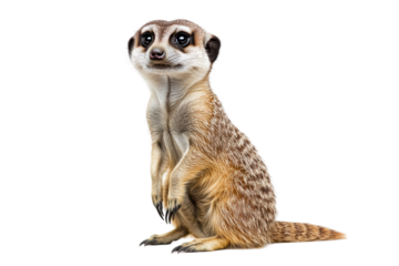 Isolated Meerkat Sitting Looking Straight