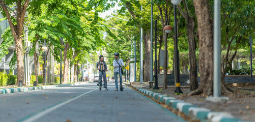 Young Commuters with Eco-Friendly Transportation