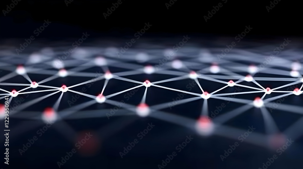 Wall mural abstract 3d network connection glowing dots lines digital background futuristic technology
