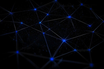Fototapeta premium Abstract Background with Blue Glowing Lines and Dots Connected in a Network Design