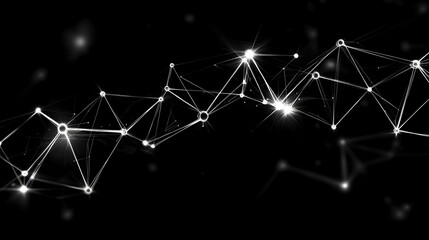 Abstract White Network Connecting Dots and Lines on a Dark Background