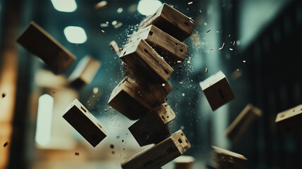 崩壊寸前の積み木タワー – 破綻とリスク管理の失敗