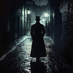 Jack The Ripper silhouette on a London street