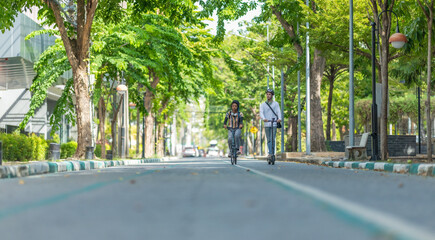 Young Commuters with Eco-Friendly Transportation