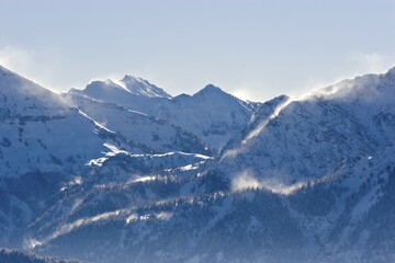 View from Brauneck mountain near Lenggries Upper Bavaria Germany