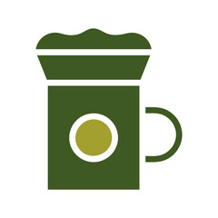 Minimalist green coffee cup with cream illustration